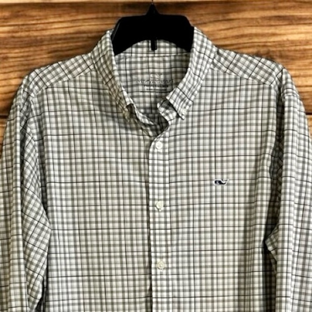 Vineyard Vines Performance Long Sleeve Shirt - Classic Gingham - Mens Large